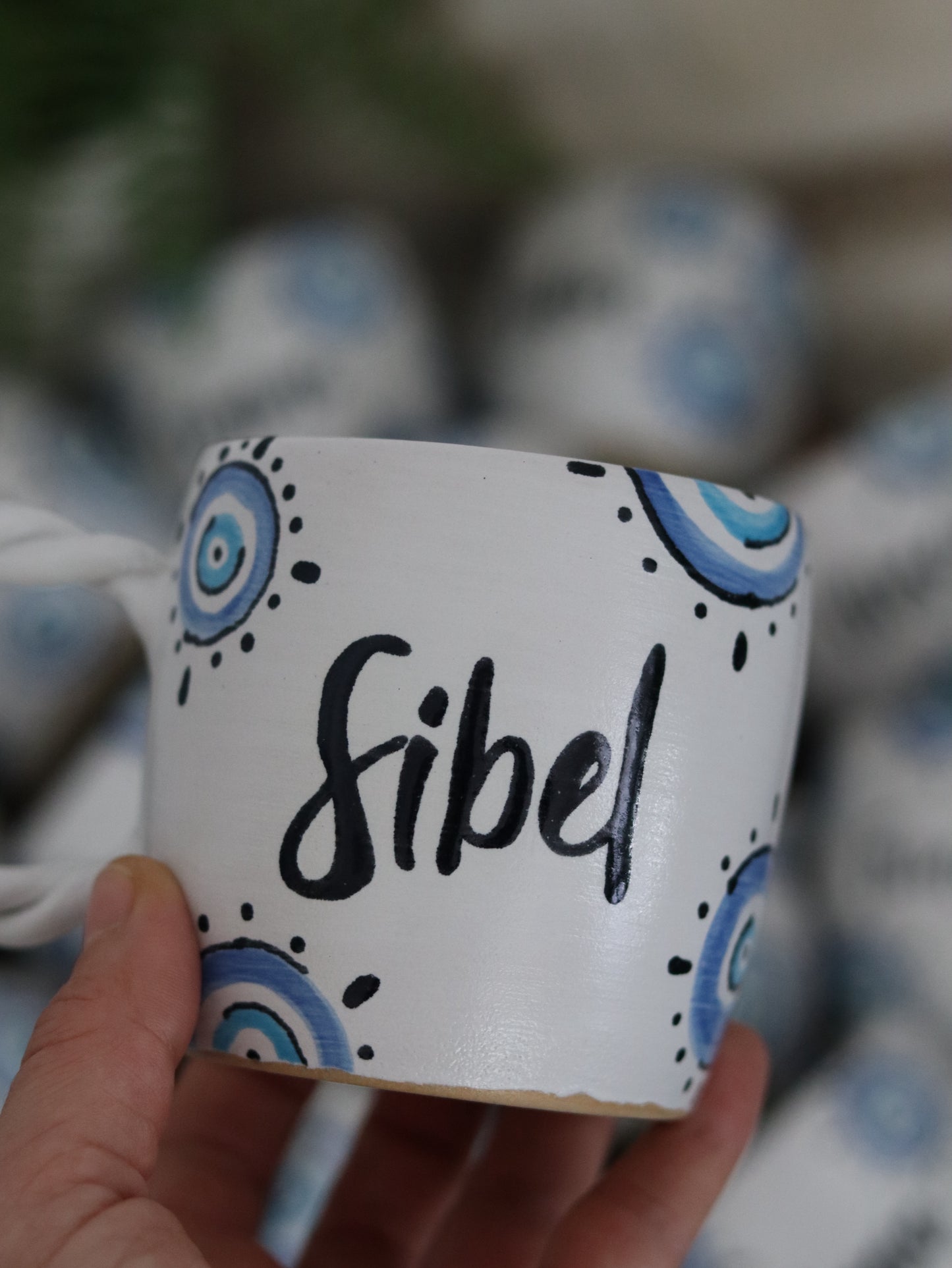 Personalisiert - Tasse in weiß mit Nazar Motiven